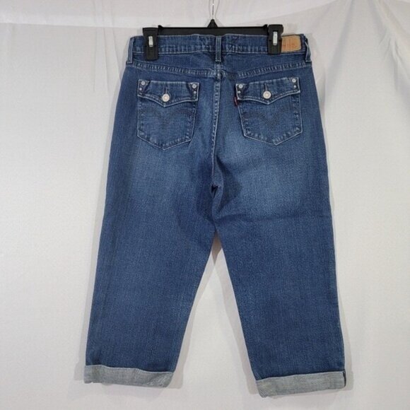 Levis‎ Cropped Jeans Cuffed Blue Flap Button Pockets Womens Size 10 EUC - Picture 4 of 11